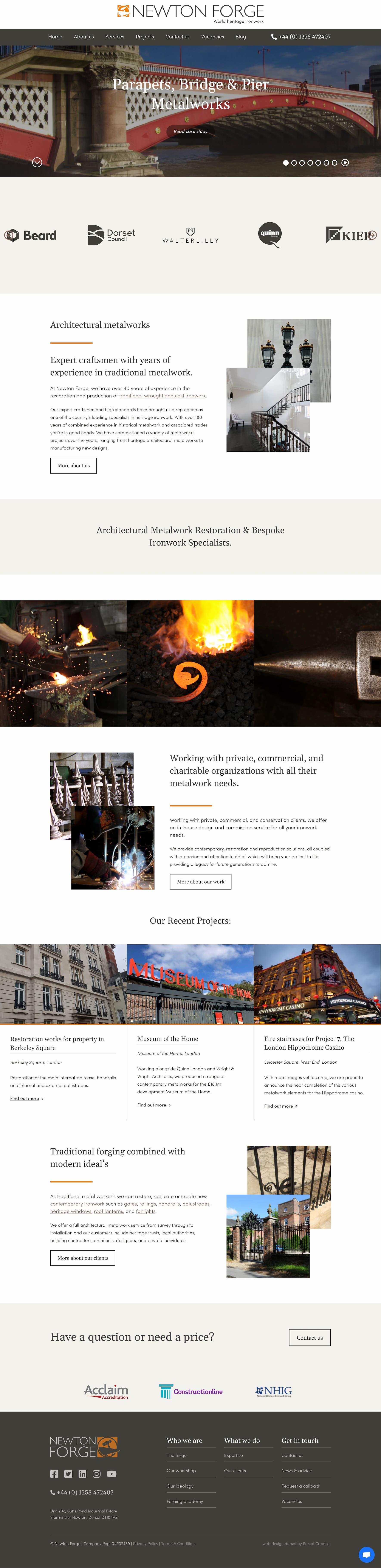 Newton Forge website homepage design