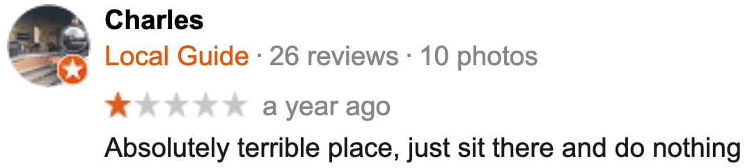 Fake Google review