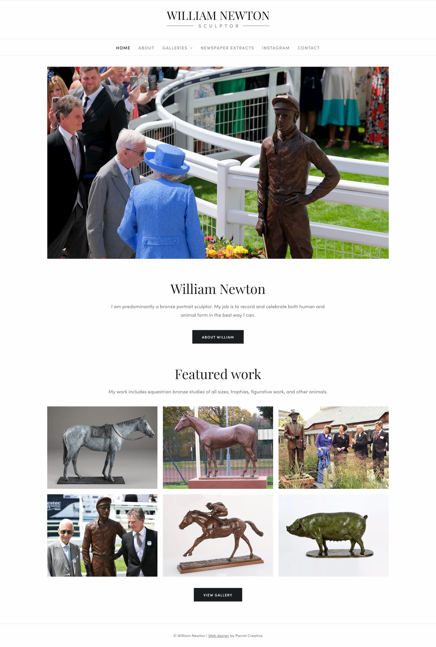 William Newton Sculptor website homepage design