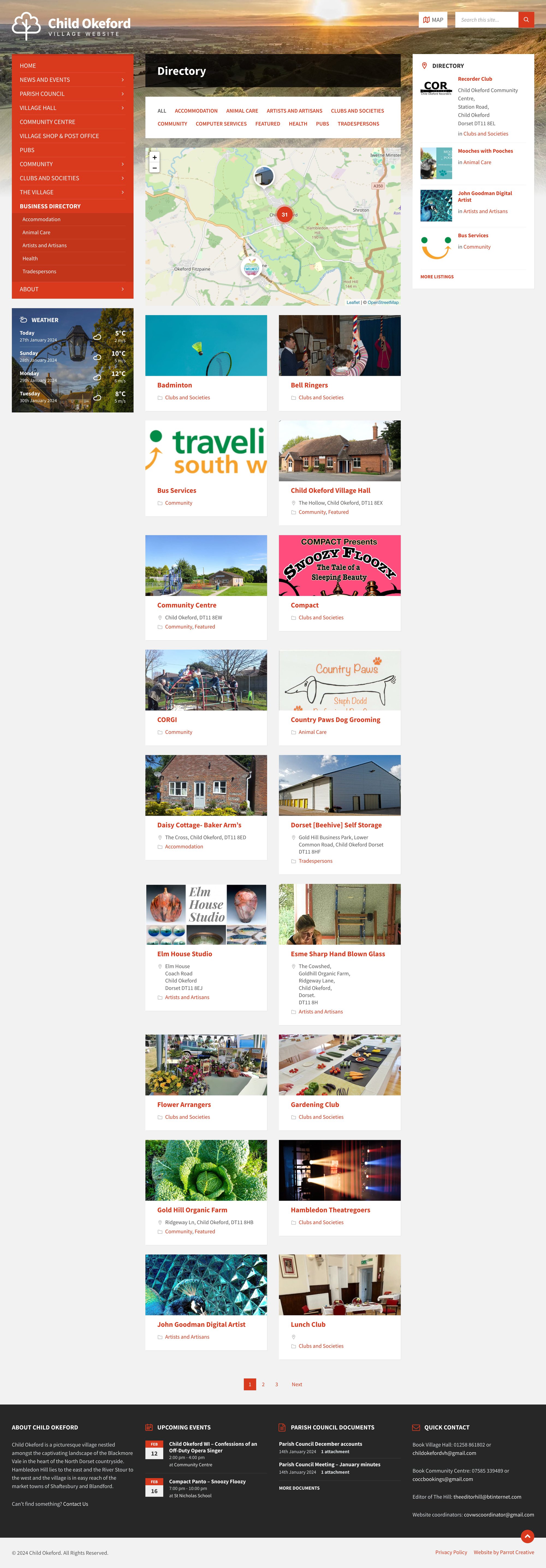 Village and Parish Council website design business directory