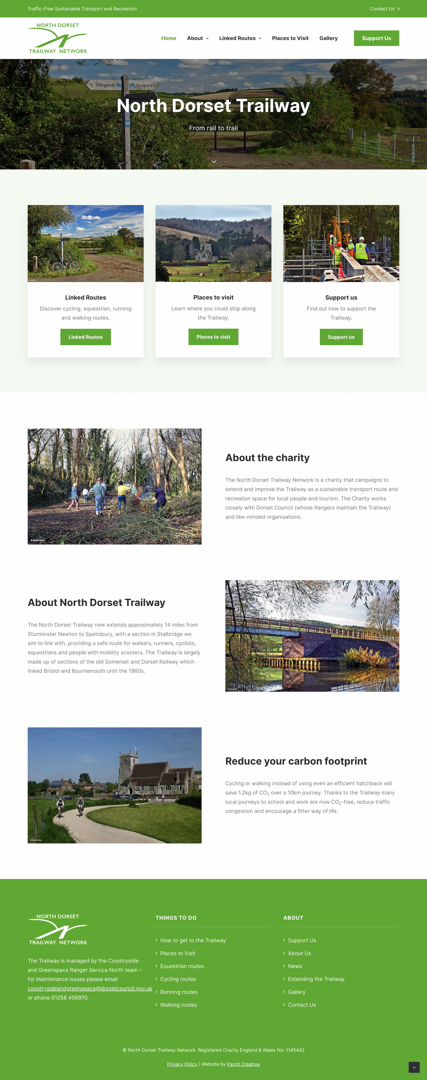 Homepage design of an environmental charity website